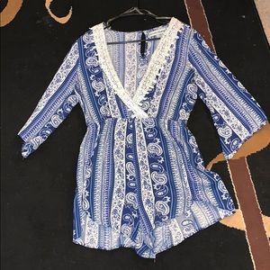 White and blue romper